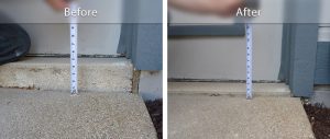 lifting sunken concrete porch - before and after