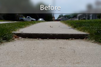 uneven concrete sidewalk before photo