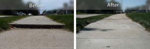 concrete sidewalk leveling using polyurethane foam - before and after photos