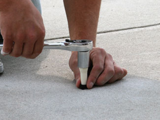 injecting polyurethane foam concrete leveling or slabjacking